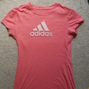 Pink fitted adidas t shirt
